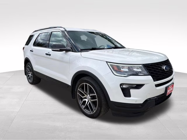 2018 White Platinum Clearcoat Metallic Ford Explorer Sport 4X4 SUV