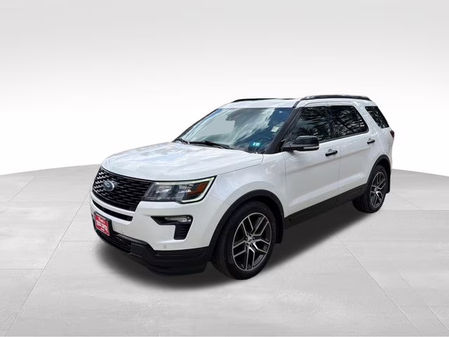 2018 White Platinum Clearcoat Metallic Ford Explorer Sport 4X4 SUV