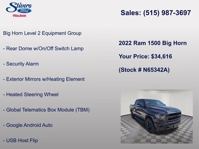 2022 Maximum Steel Metallic Clearcoat Ram 1500 Big Horn/Lone Star 4X4 Truck