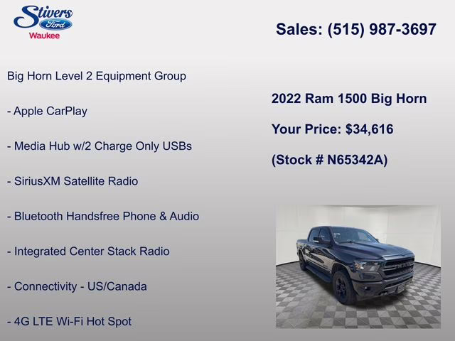 2022 Maximum Steel Metallic Clearcoat Ram 1500 Big Horn/Lone Star 4X4 Truck