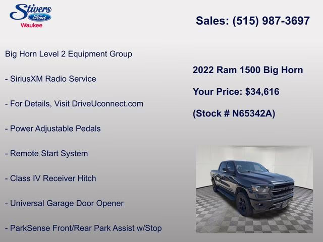 2022 Maximum Steel Metallic Clearcoat Ram 1500 Big Horn/Lone Star 4X4 Truck