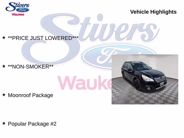 2014 Crystal Black Silica Subaru Outback 2.5i AWD SUV
