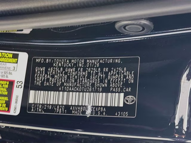 2026 Midnight Black Metallic Toyota Camry XSE FWD Sedan