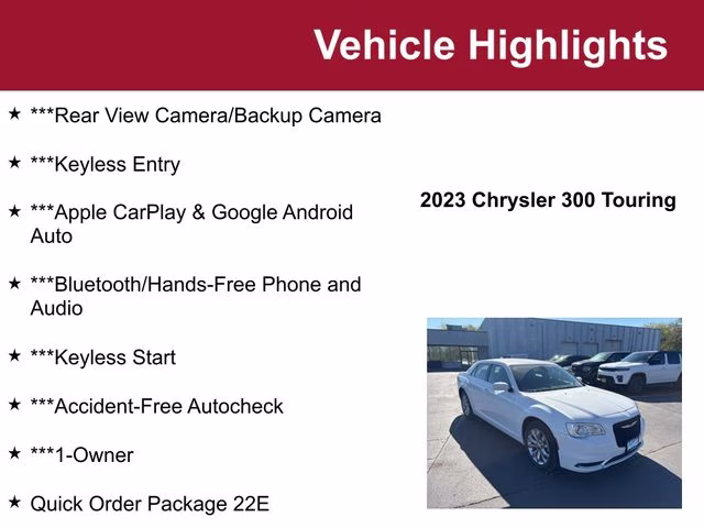 Used 2023 Chrysler 300 Touring with VIN 2C3CCARG7PH520135 for sale in Waite Park, Minnesota