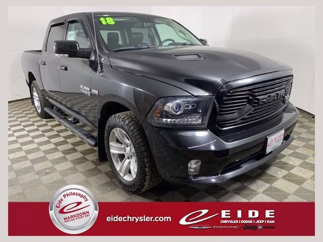 2018 Brilliant Black Crystal Pearlcoat Ram 1500 Sport 4X4 Truck