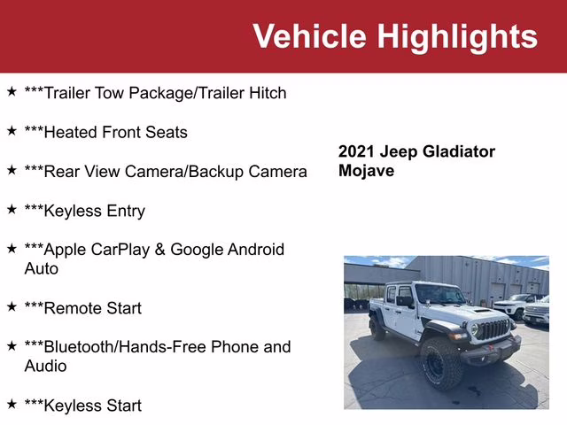 Used 2021 Jeep Gladiator Mojave with VIN 1C6JJTEG3ML621401 for sale in Waite Park, Minnesota