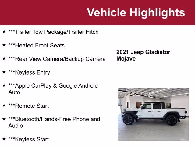 Used 2021 Jeep Gladiator Mojave with VIN 1C6JJTEG3ML621401 for sale in Waite Park, Minnesota