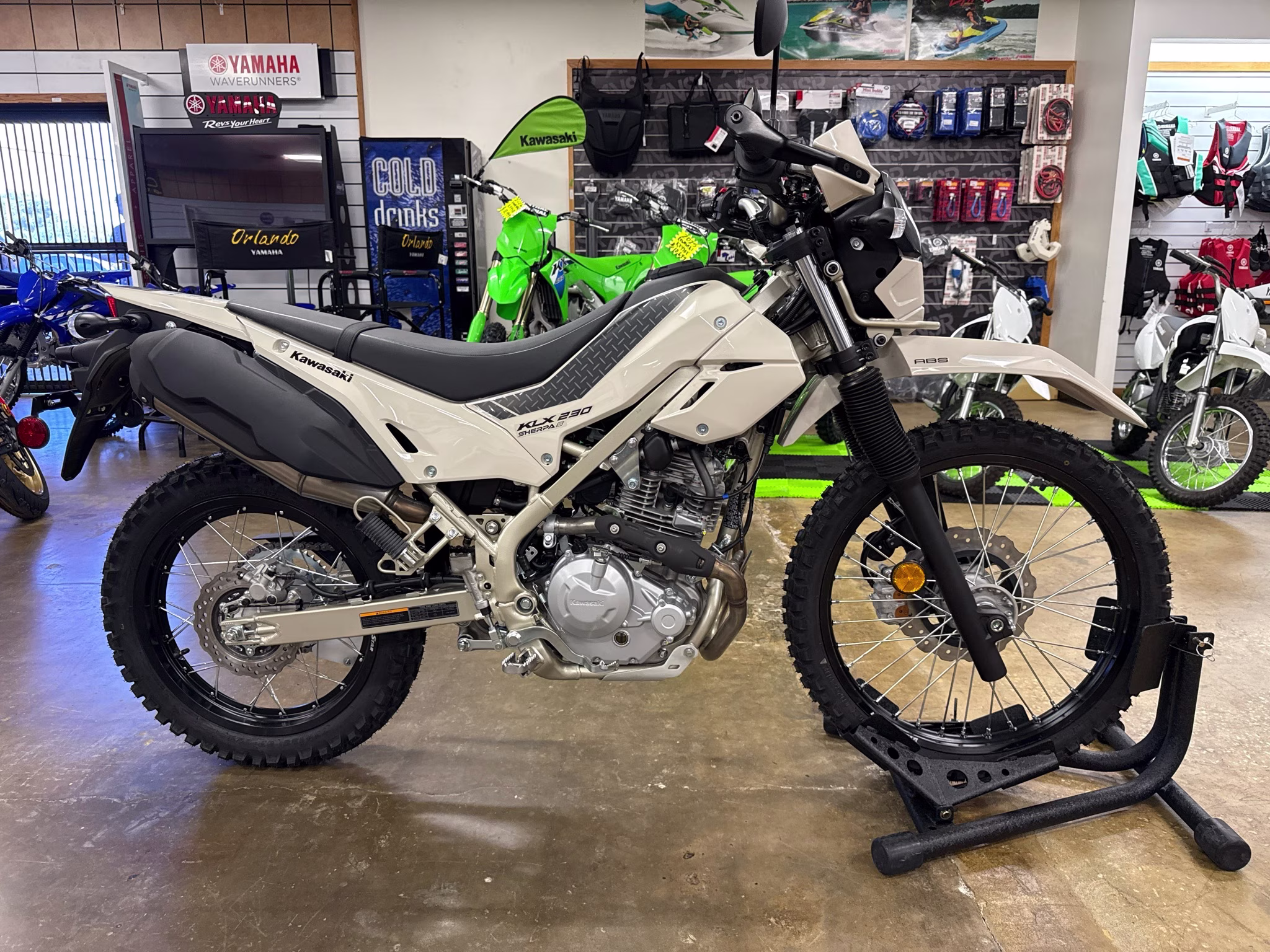 2026 Whitish Beige Kawasaki KLX230 SHERPA S ABS Motorcycle