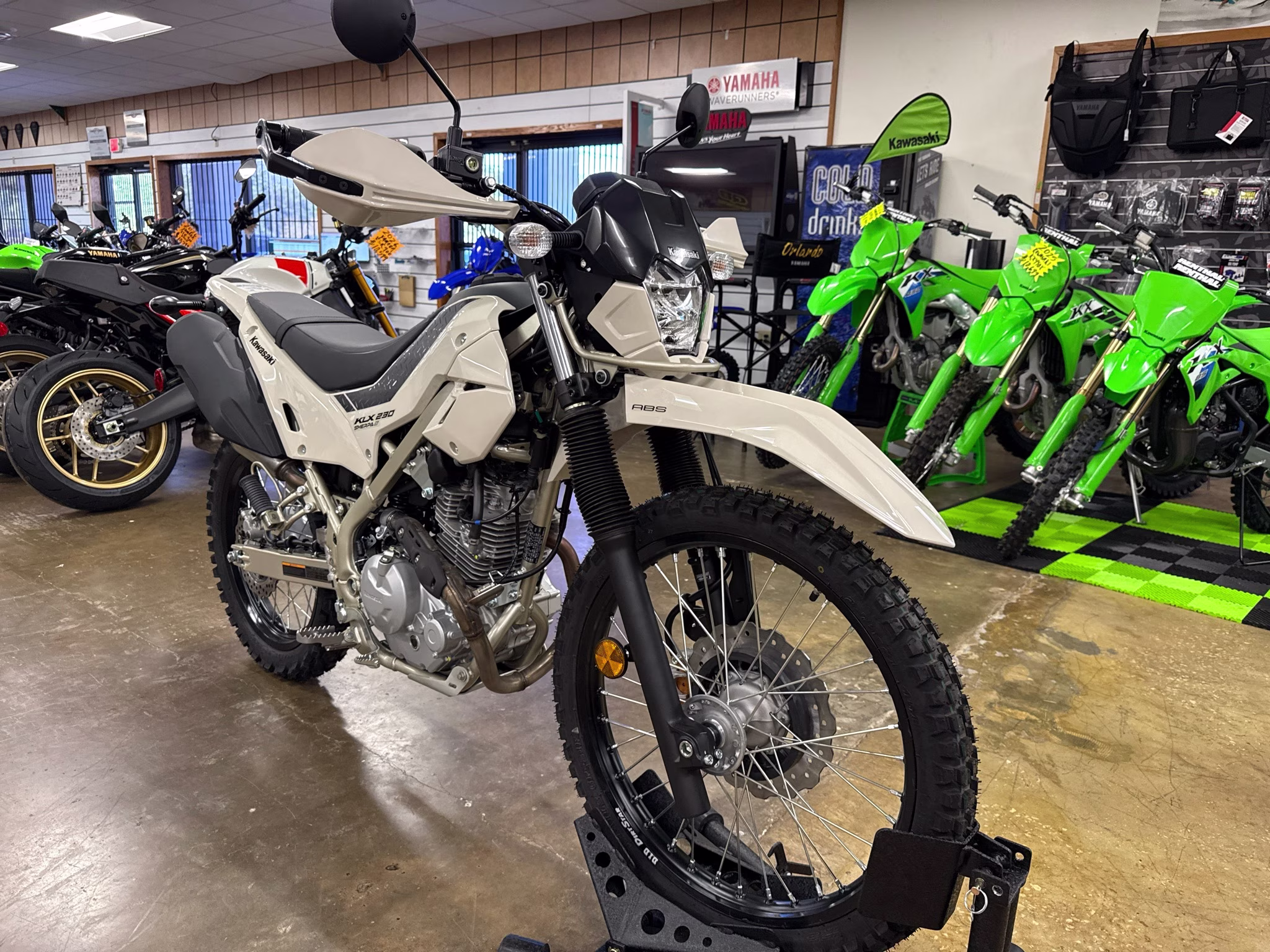 2026 Whitish Beige Kawasaki KLX230 SHERPA S ABS Motorcycle