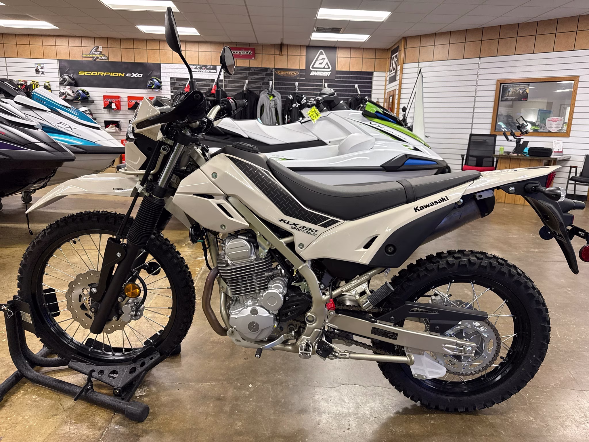 2026 Whitish Beige Kawasaki KLX230 SHERPA S ABS Motorcycle