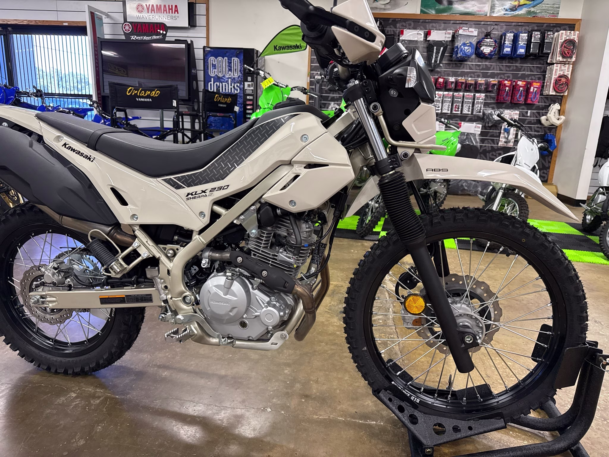 2026 Whitish Beige Kawasaki KLX230 SHERPA S ABS Motorcycle