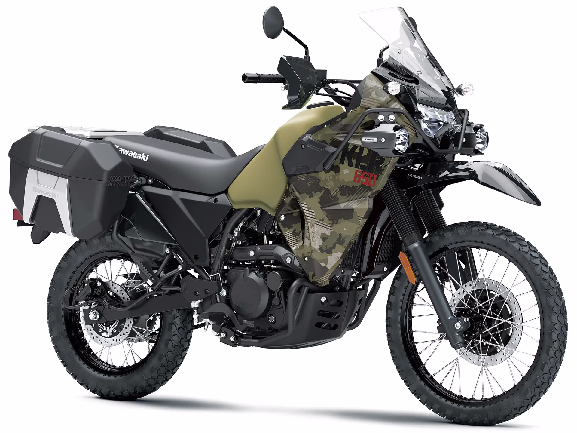 2026 Cypher Camo Beige / Metallic Matte Carbon Gray Kawasaki KLR650 Adventure ABS Motorcycle