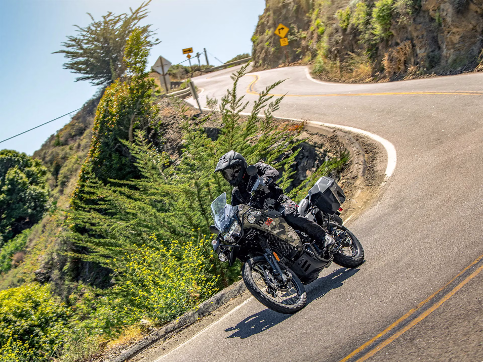 2026 Cypher Camo Beige / Metallic Matte Carbon Gray Kawasaki KLR650 Adventure ABS Motorcycle