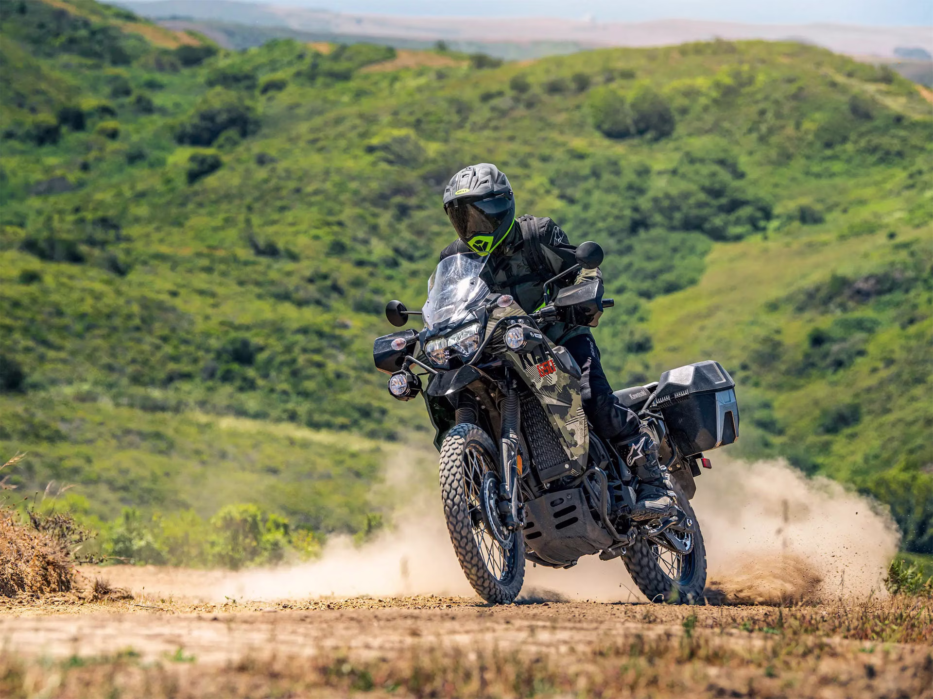 2026 Cypher Camo Beige / Metallic Matte Carbon Gray Kawasaki KLR650 Adventure ABS Motorcycle