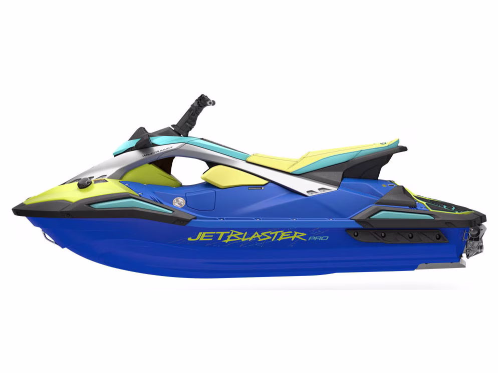 2026 Azure Blue / Lunar Yellow Yamaha JetBlaster PRO 3-Up Personal Watercraft