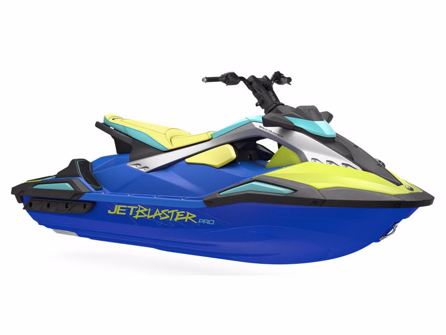 2026 Azure Blue / Lunar Yellow Yamaha JetBlaster PRO 3-Up Personal Watercraft