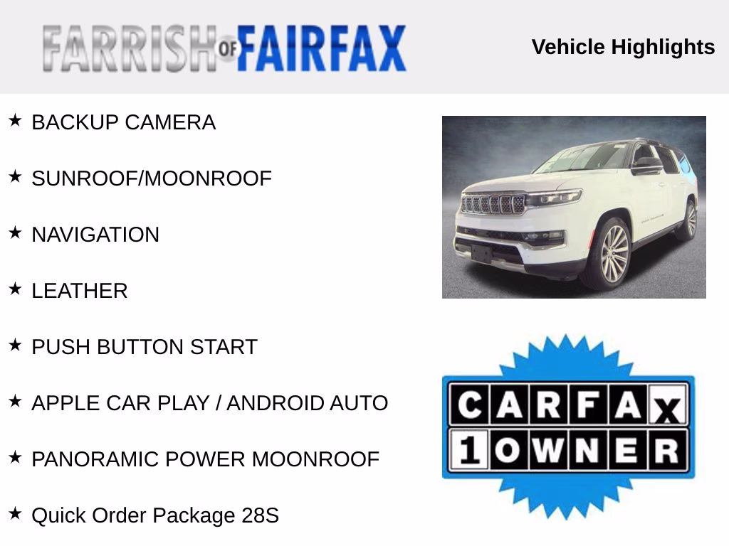 2023 Bright White Clearcoat Jeep Grand Wagoneer Series II 4X4 SUV