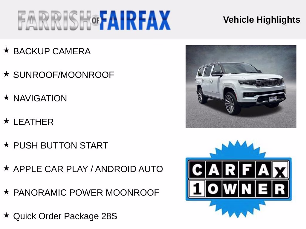 2023 Bright White Clearcoat Jeep Grand Wagoneer Series II 4X4 SUV