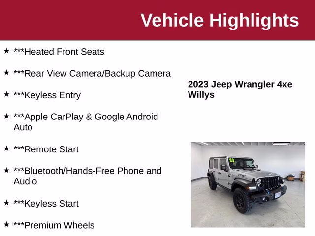 2023 Silver Zynith Clearcoat Jeep Wrangler Base 4xe 4X4 SUV