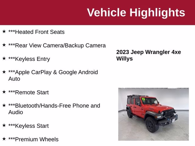 2023 Punkn Metallic Clearcoat Jeep Wrangler Base 4xe 4X4 SUV