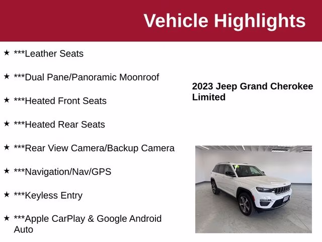2023 Bright White Clearcoat Jeep Grand Cherokee Limited 4X4 SUV