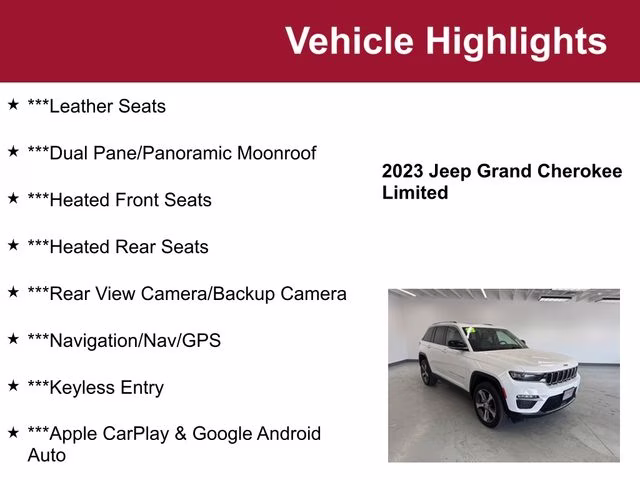 Used 2023 Jeep Grand Cherokee Limited with VIN 1C4RJHBG8PC500221 for sale in Waite Park, Minnesota