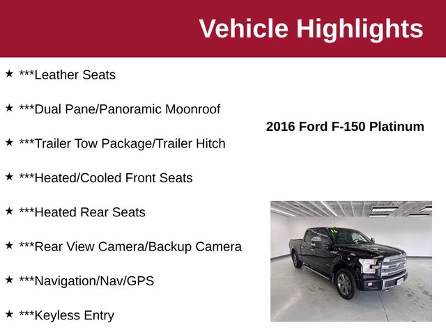 2016 Shadow Black Ford F-150 Platinum 4X4 Truck