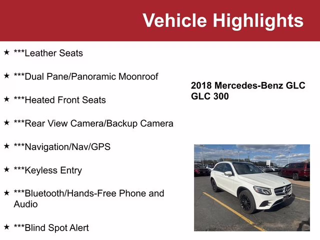 2018 Polar White Mercedes-Benz GLC GLC 300 AWD SUV