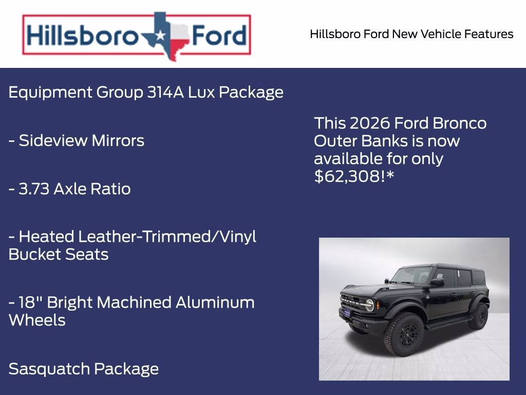2026 Shadow Black Ford Bronco Outer Banks 4X4 SUV
