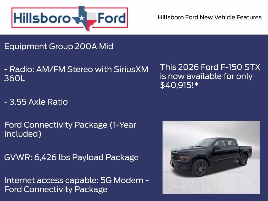 2026 Agate Black Metallic Ford F-150 STX RWD Truck