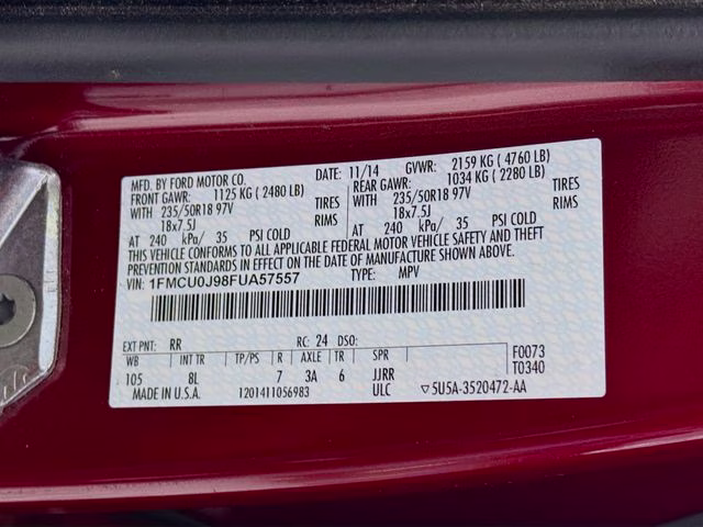 2015 Ruby Red Metallic Ford Escape Titanium FWD SUV