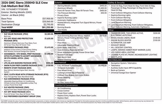 2026 Sterling Metallic GMC Sierra 2500HD SLE 4X4 Truck