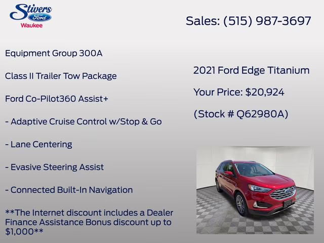 2021 Red Metallic Ford Edge Titanium AWD SUV
