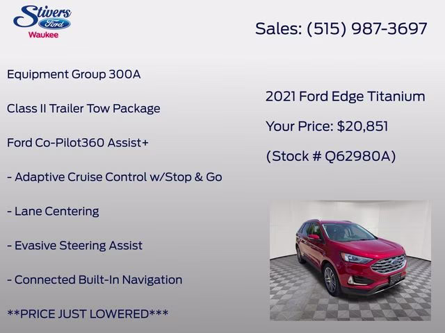 2021 Red Metallic Ford Edge Titanium AWD SUV