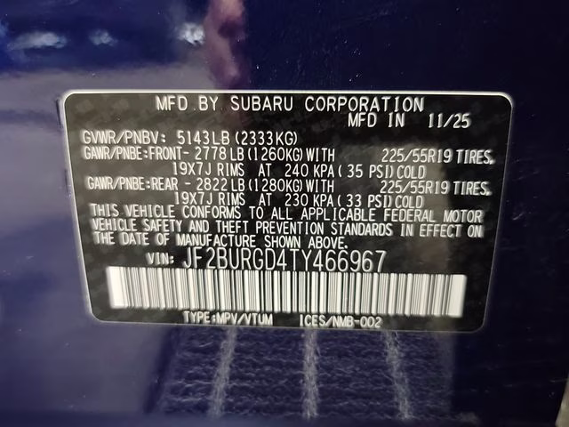 2026 Sapphire Blue Pearl Subaru Outback Limited XT AWD SUV