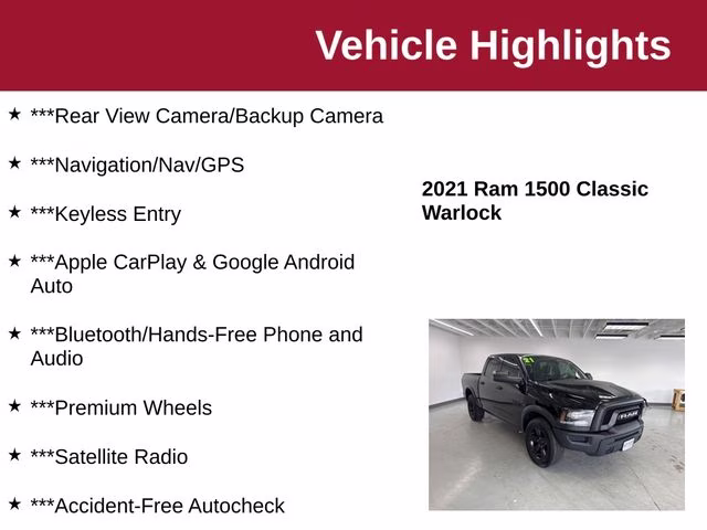 2021 Diamond Black Crystal Pearlcoat Ram 1500 Warlock 4X4 Truck