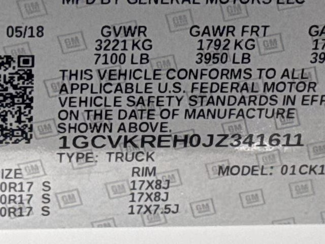 2018 Summit White Chevrolet Silverado 1500 LT 4X4 Truck