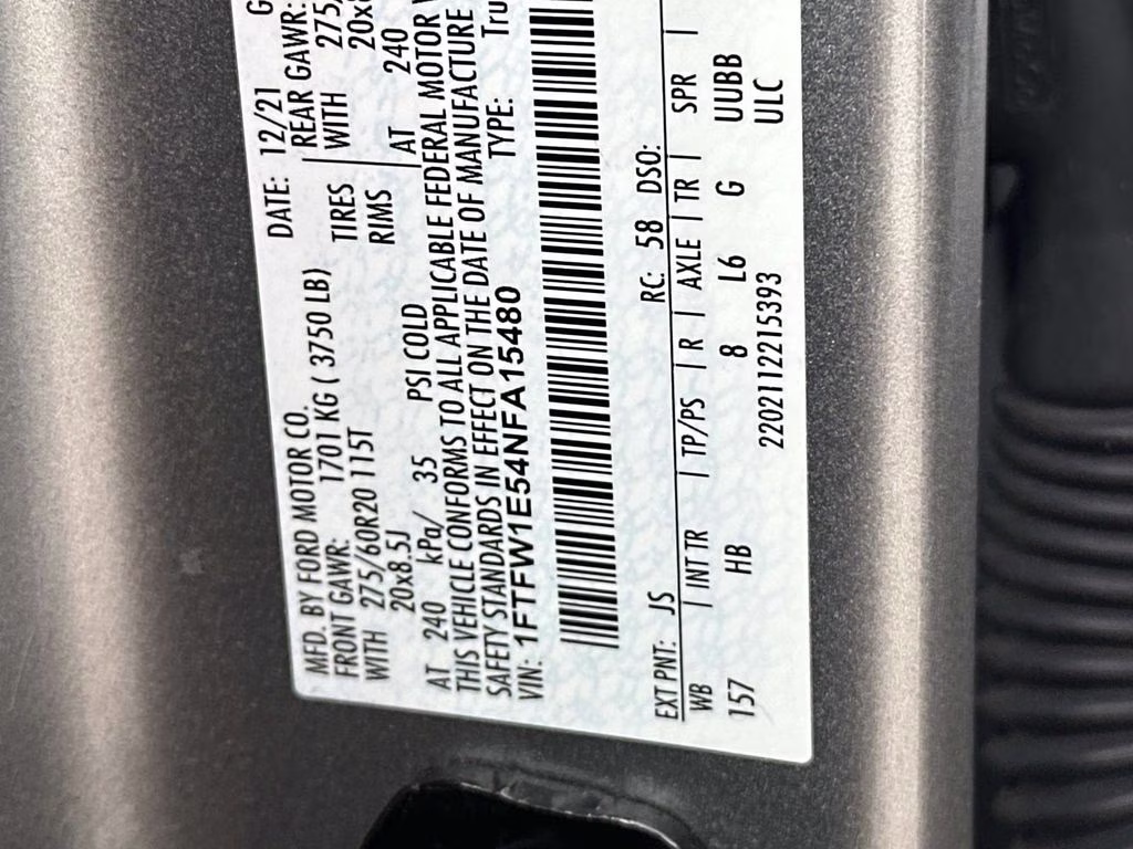 2022 Silver Metallic Ford F-150 Lariat 4X4 Truck