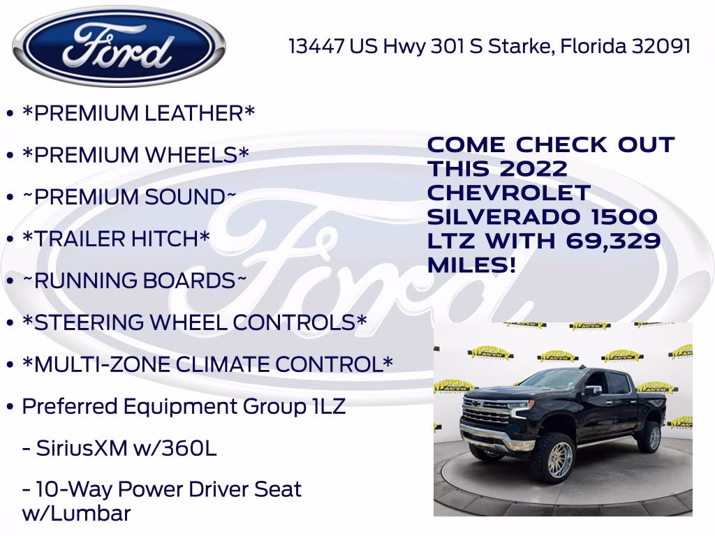2022 Black Chevrolet Silverado 1500 LTZ 4X4 Truck