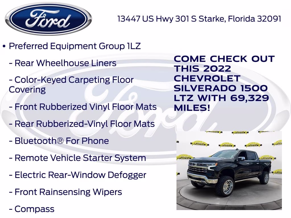 2022 Black Chevrolet Silverado 1500 LTZ 4X4 Truck