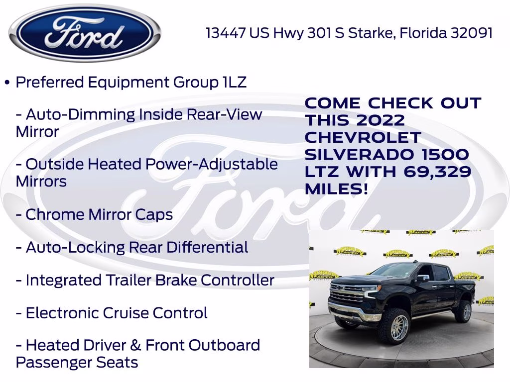 2022 Black Chevrolet Silverado 1500 LTZ 4X4 Truck