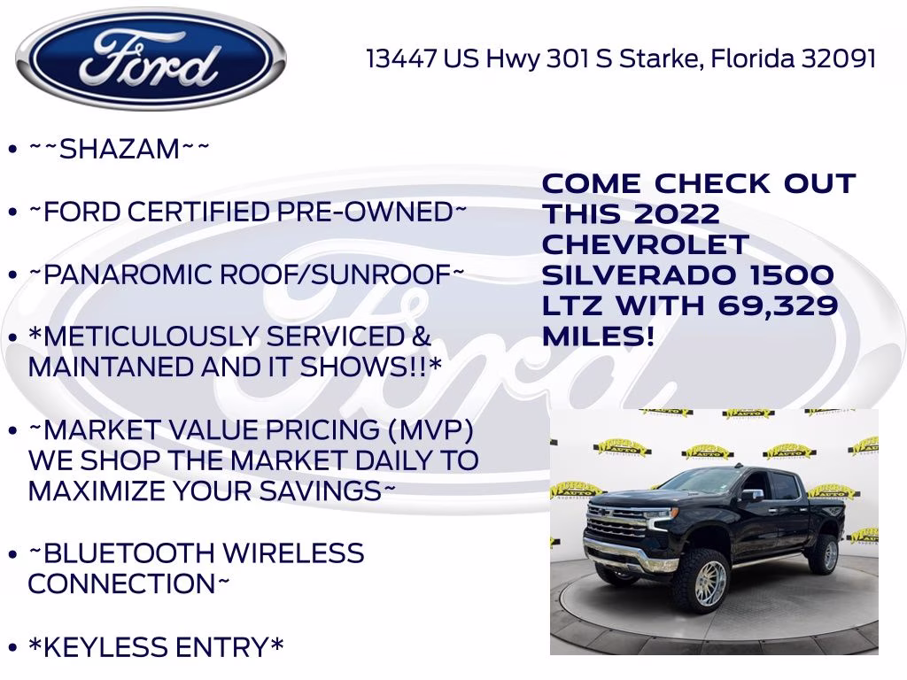2022 Black Chevrolet Silverado 1500 LTZ 4X4 Truck