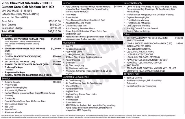 2025 Slate Gray Metallic Chevrolet Silverado 2500HD Custom 4X4 Truck