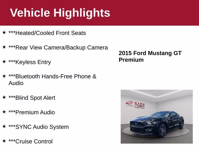 2015 Black Ford Mustang GT Premium RWD Coupe