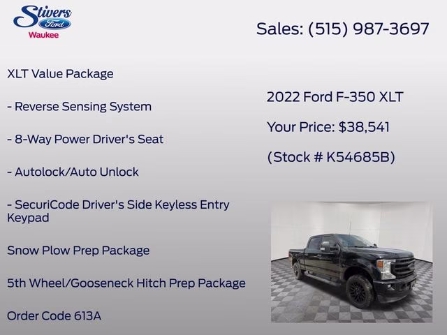 2022 Black Metallic Ford Super Duty F-350 SRW XLT 4X4 Truck