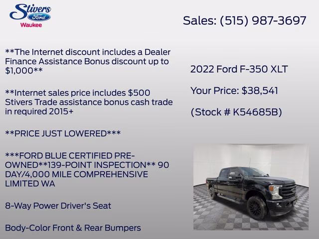 2022 Black Metallic Ford Super Duty F-350 SRW XLT 4X4 Truck