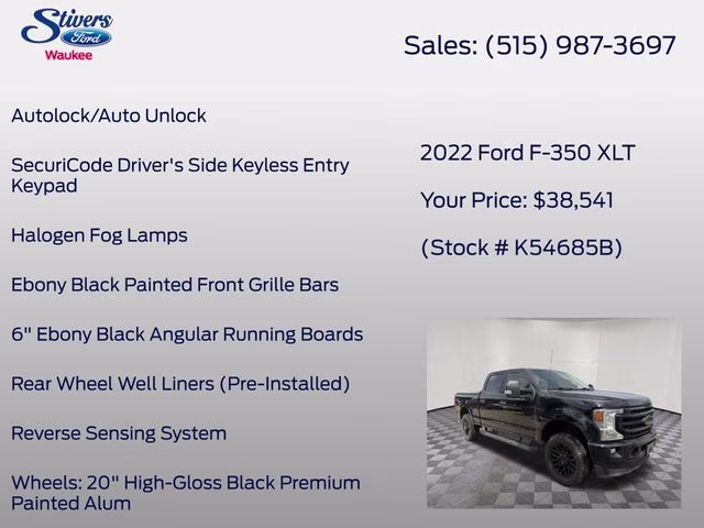 2022 Black Metallic Ford Super Duty F-350 SRW XLT 4X4 Truck