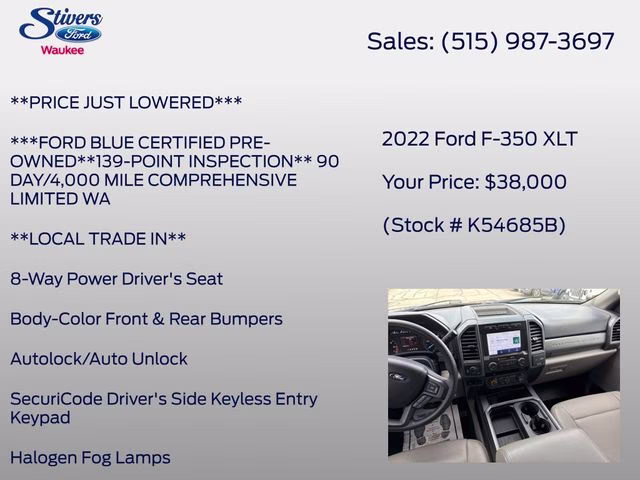2022 Black Metallic Ford Super Duty F-350 SRW XLT 4X4 Truck