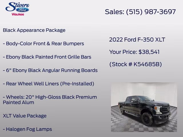 2022 Black Metallic Ford Super Duty F-350 SRW XLT 4X4 Truck