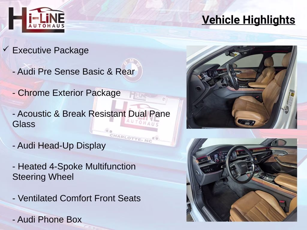 2019 Glacier White Metallic Audi A8 L 60 AWD Sedan